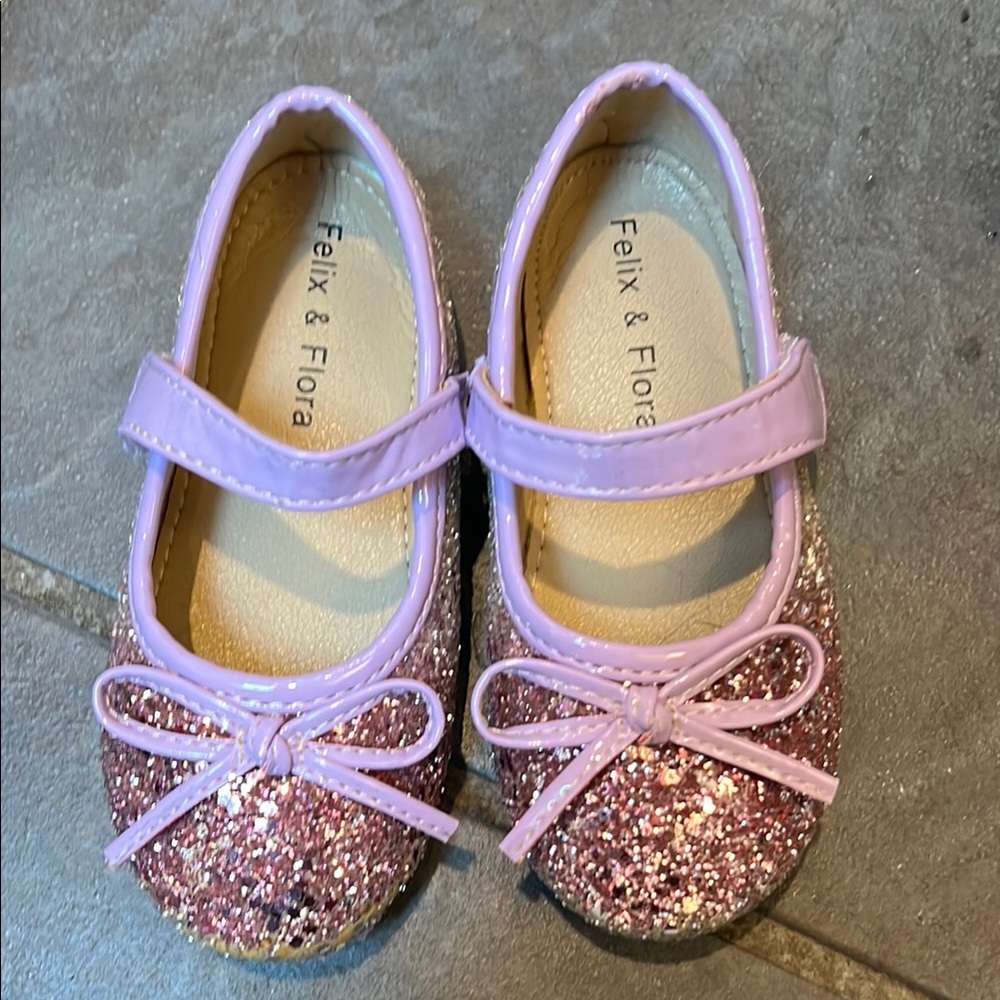 Purple Glitter Dress Shoes with Bow Detail